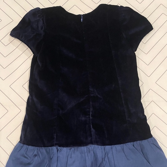 Bergdorf Goodman Navy Velveteen Drop Waist Dress - Picture 9 of 11